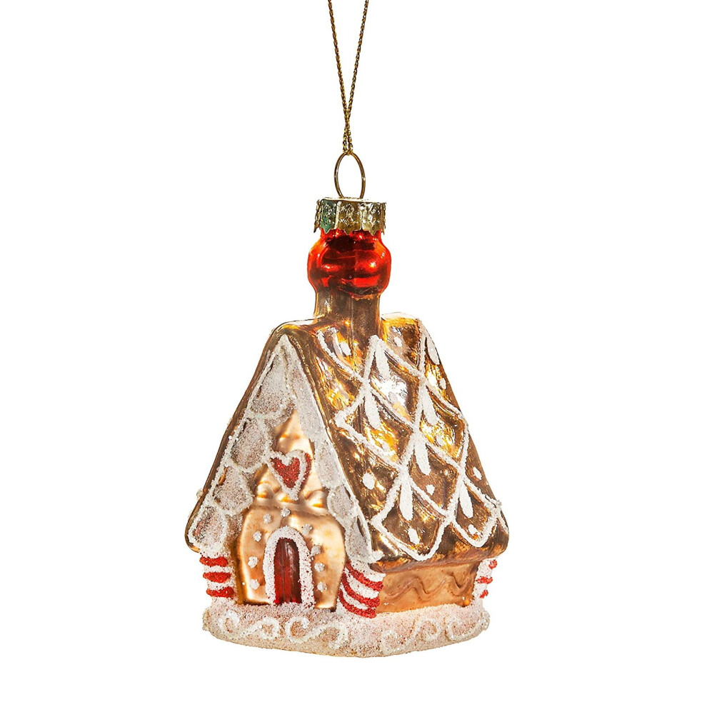 Christmas Tree Decoration Festive Gingerbread House Glass Bauble