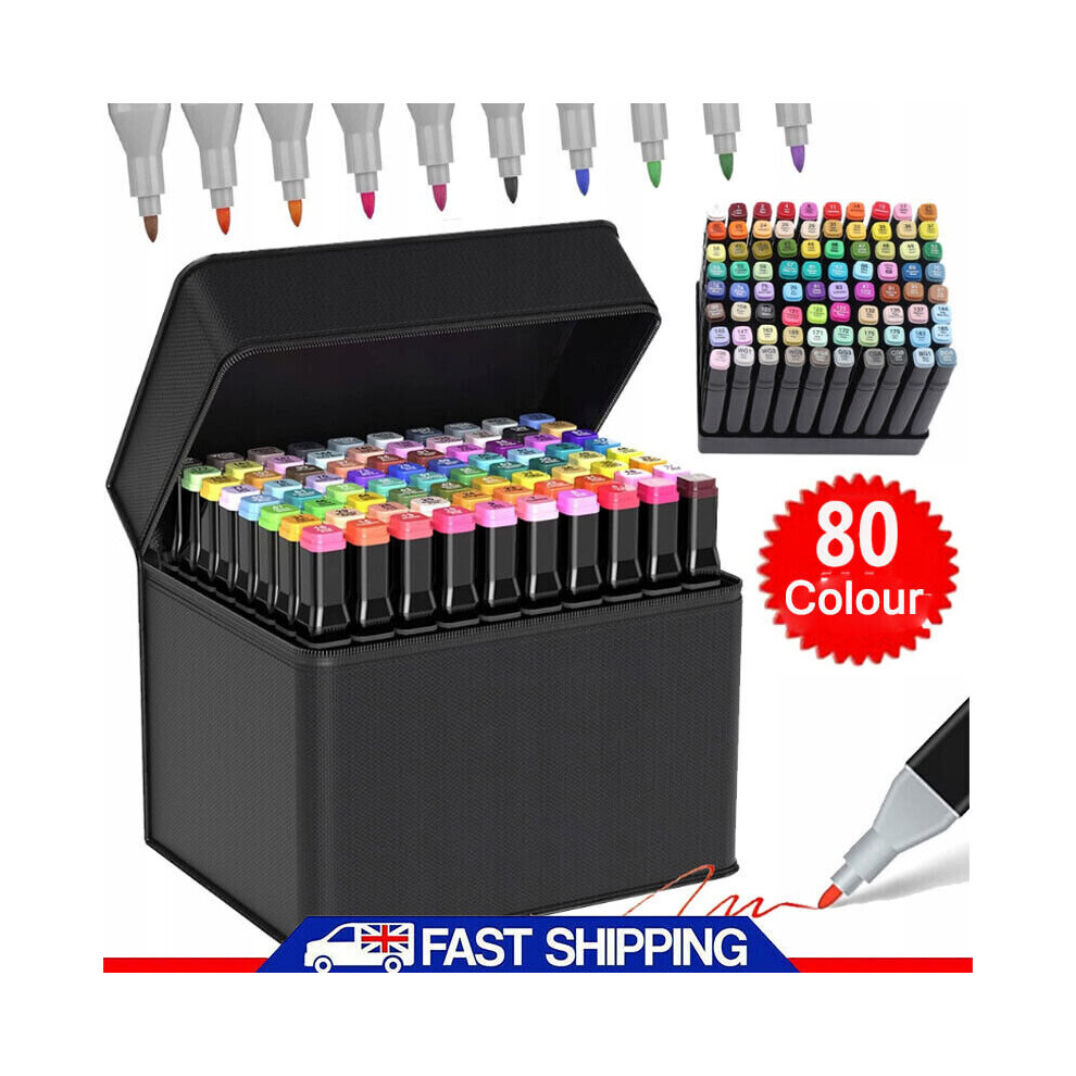 80 Colours Brush Pens Set Dual Tips Art Markers Drawing Watercolour