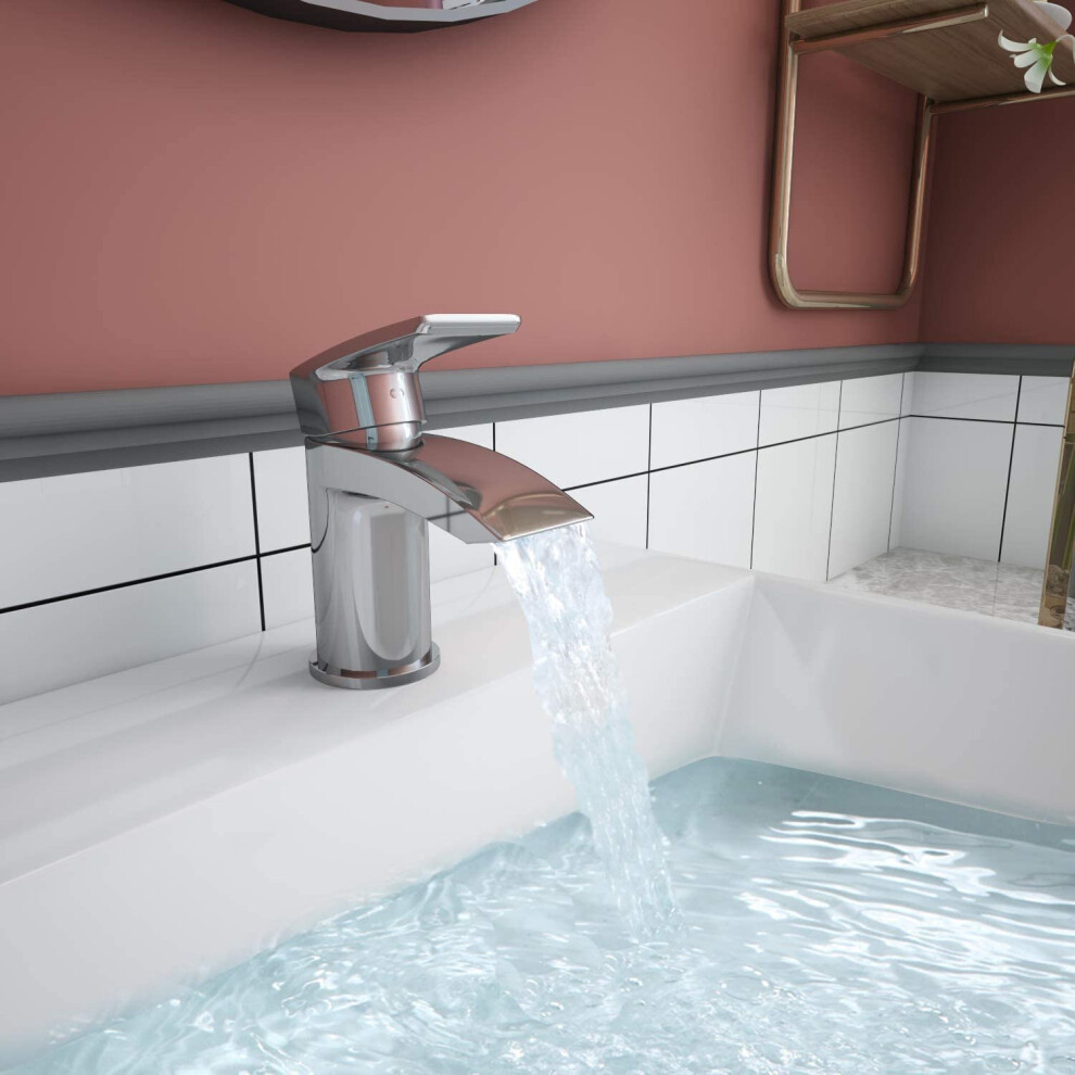 Modern Bathroom Taps with 2 Hoses Single Basin Sink Mono Mixer Chrome