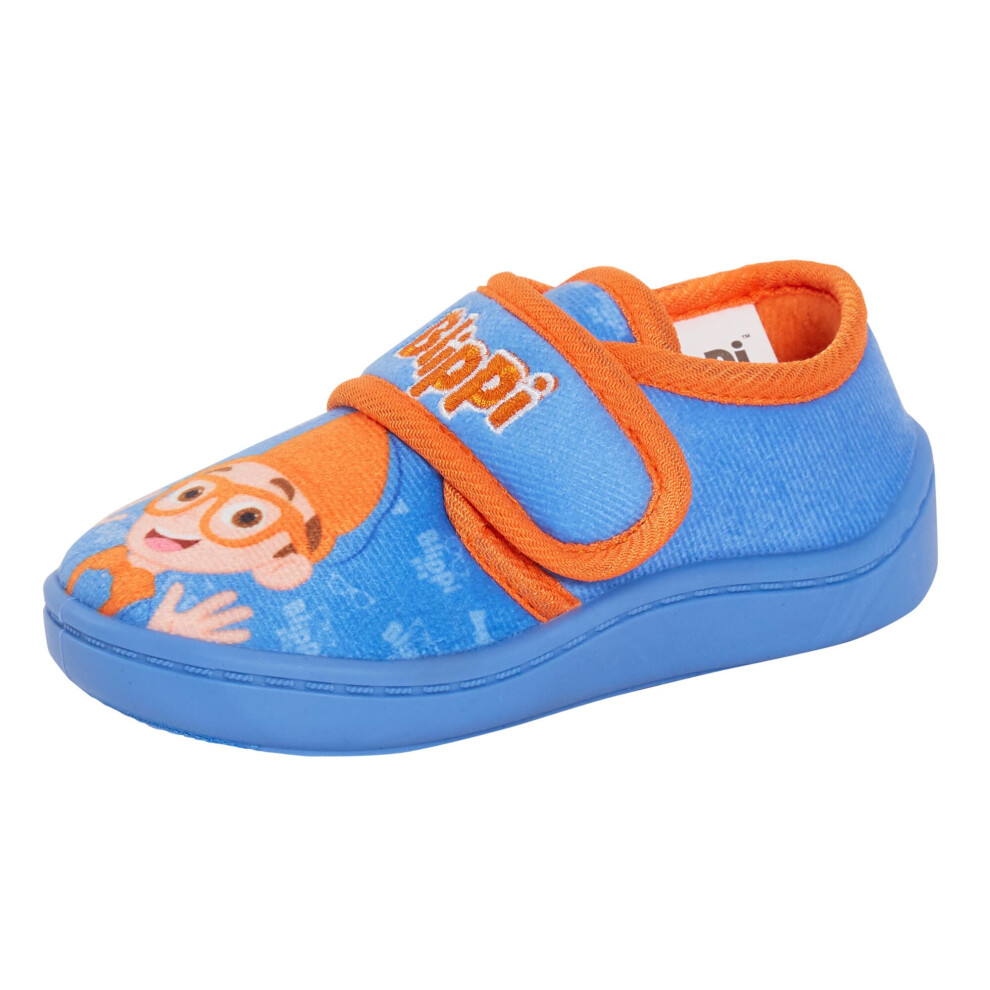 (5 UK Child) Infants Blippi Slippers Toddlers Easy Fasten Nursery Shoes First Walkers Booties