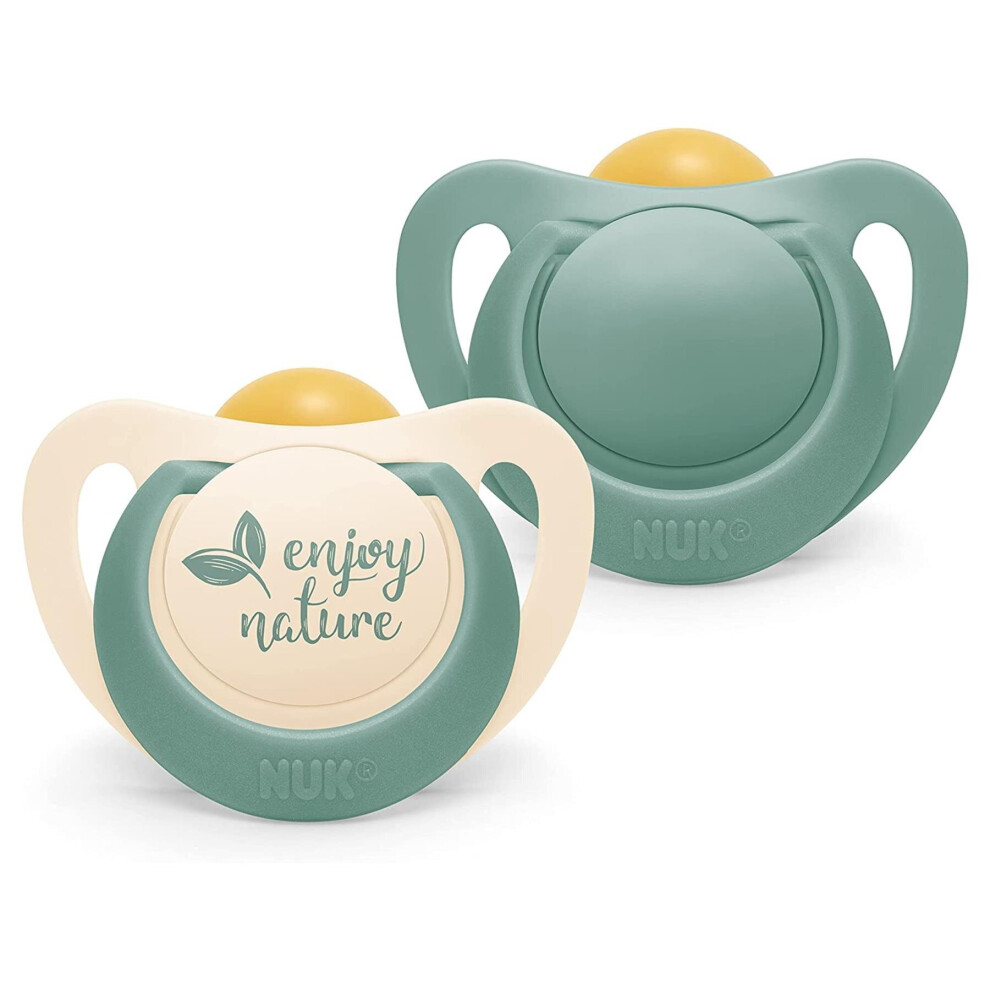 NUK Nature Baby Dummy 6-18 Months Green 2pk