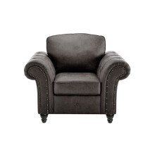 (Charcoal Black) Oakland Suede Leather Arm Chair