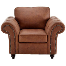 (Tan Brown) Oakland Suede Leather Arm Chair