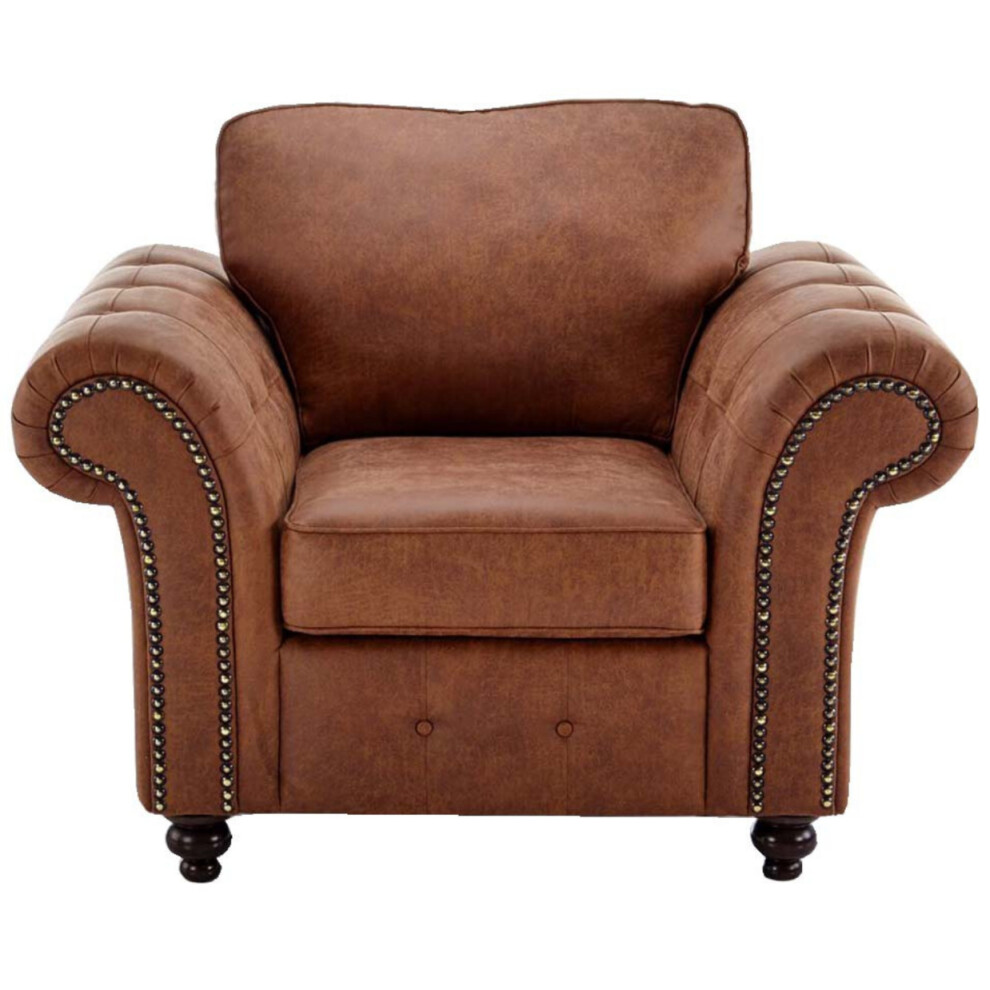 (Tan Brown) Oakland Suede Leather Arm Chair