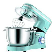Aucma Stand Mixer, 6.2L Food Mixer, Electric Kitchen Mixer with Bowl, Dough Hook, Wire Whip & Beater (6.2L, Blue)