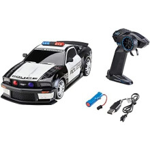 Revell 24665 RC Scale US Police Ford Mustang, GHz-Fernsteuerung, wechselbarer Li-Ion-Akku, LED-Beleuchtung, Blaulicht, Sirene, 33 cm Remote