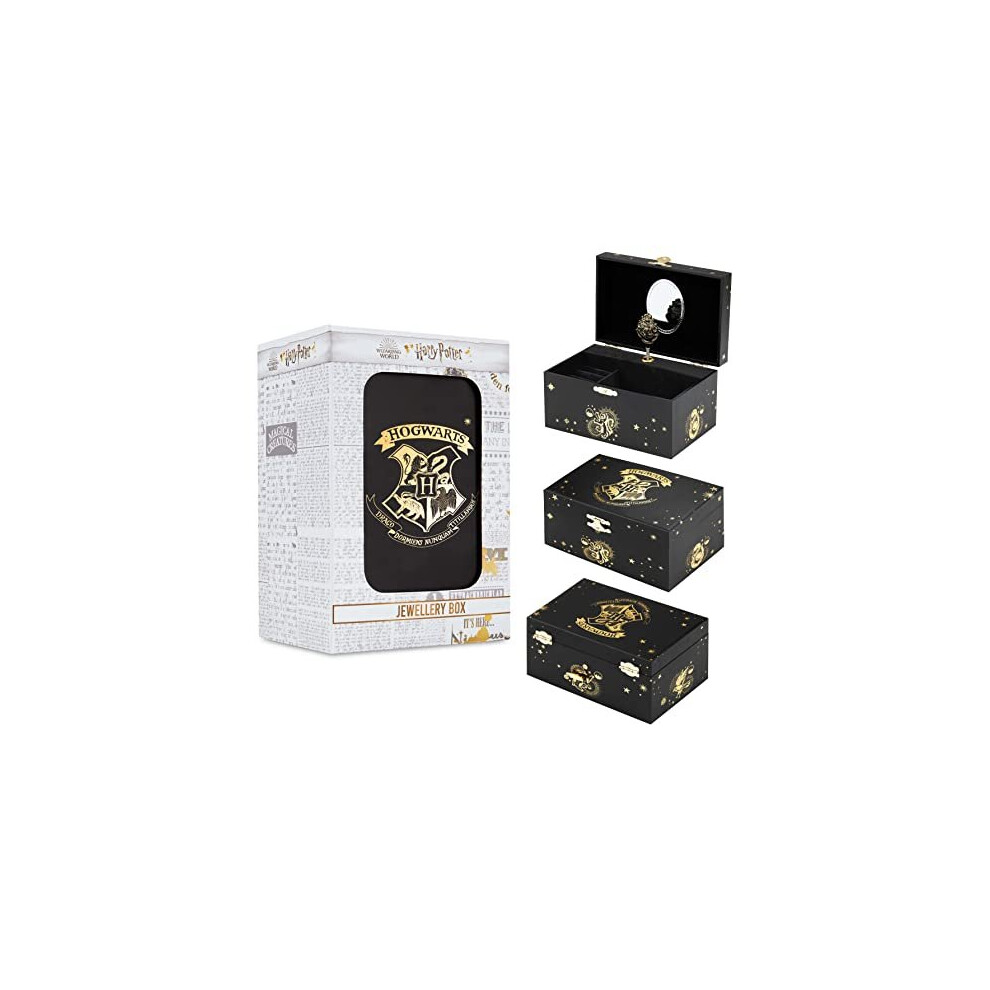 Harry Potter Girl's Musical Jewellery Box, Jewellery Box with Spinning Hogwarts Crest, Harry Potter Gifts