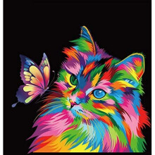 Elftoyer Paint by Numbers for Kids & Adults & Beginner , DIY Canvas Painting Gift Kits for Home Decoration - Colorful Cats and Butterflies 16 x 2