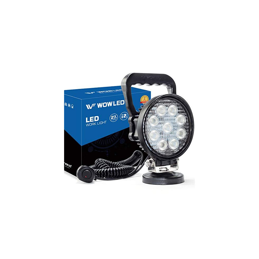Wowled 12V 24V 27W Round Magnetic Base Led Work Flood Offroad Driving Work Lamp Bar Flood Beam Fog For Car Truck Boat 4X4 Ip67 C Light 611720057399