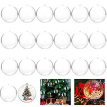 Glass Clear Baubles, Christmas Tree Decorations Baubles 20PCS 6cm Acrylic Empty Plastic Baubles to Fill-Transparent Ball Sphere Fillable Chr
