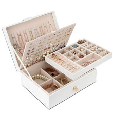 Chelory Jewellery Box Organiser for Earrings Necklace Bracelets Rings, 3 Layer Large Jewellery Boxes for Women Girls, PU Leather Jewelry Sto