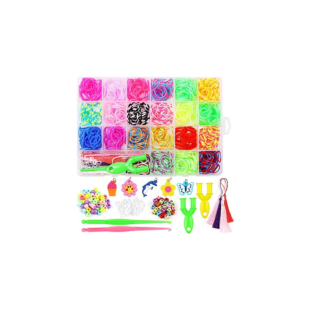 900pcs Loom Bands, Loom Band Kit Twist Loombands with Crochet Hooks, S Clips, Y Shape Loom, Rubber Loom Bands Refill for Kids DIY Bracelet Crafti