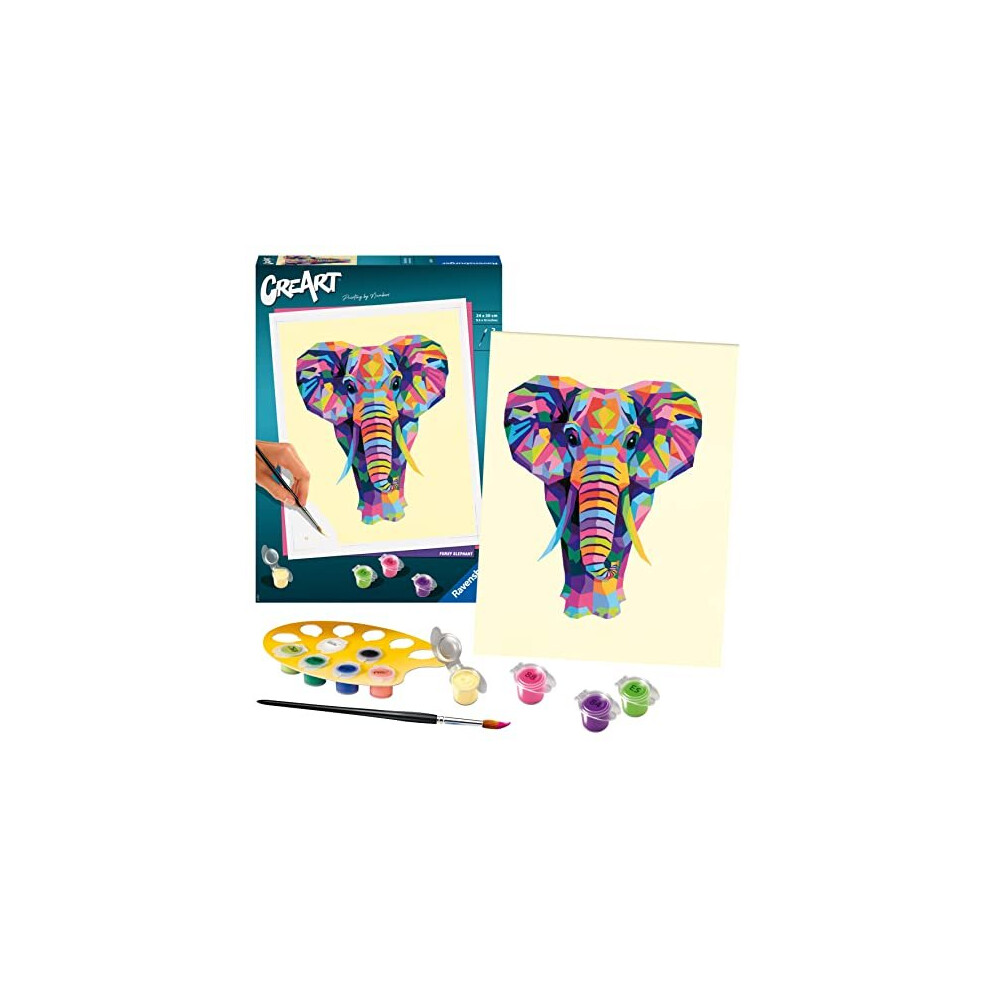 Ravensburger CreArt Funky Elephant Paint by Numbers for Adults 12 Years Up - Painting Arts and Crafts Set - Home Decor Accessories