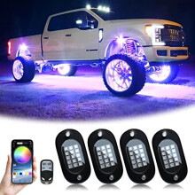 RGB LED Rock Light Kits Car Neon Underglow Lights Waterproof Underbody Car Chassis Light for Car Truck ATV SUV - 4 Pods