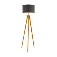 Litecraft Willow Wooden Tripod Floor Lamp With Grey Shade - Natural