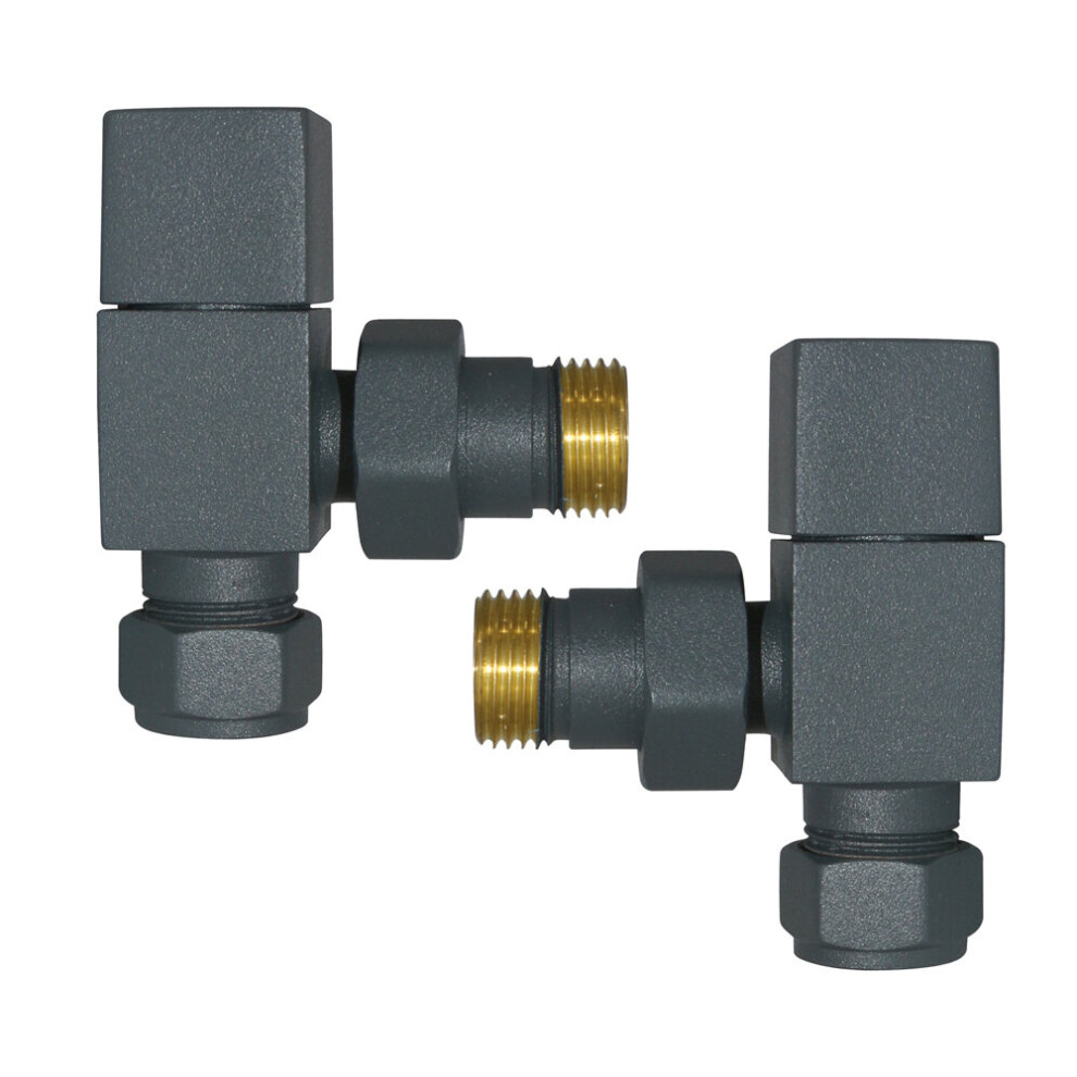 Anthracite Angled Manual Valves 15mm Pair for Bathroom Heated Towel Rail Radiator