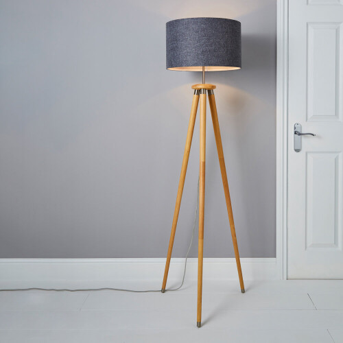 Litecraft Willow Wood Tripod Natural Floor Lamp 2