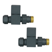 Anthracite Straight Manual Valves 15mm Pair for Bathroom Heated Towel Rail Radiator