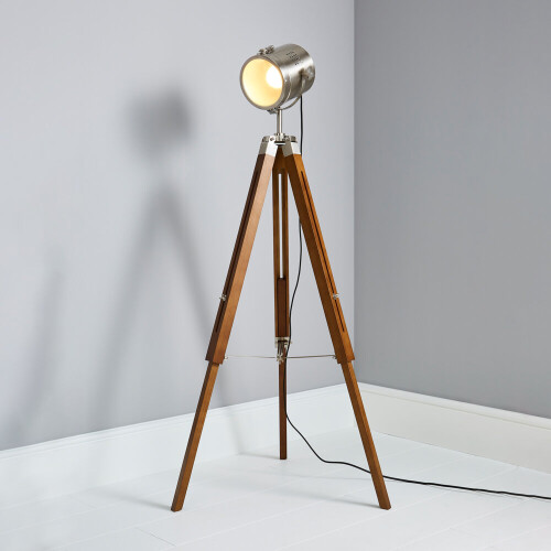 Litecraft Acton Tripod Floor Lamp Spotlight Style - Satin Nickel 1