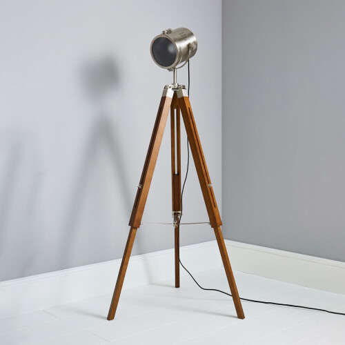 Litecraft Acton Tripod Floor Lamp Spotlight Style - Satin Nickel 2
