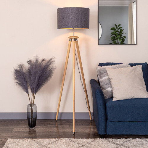 Litecraft Willow Wood Tripod Natural Floor Lamp 1