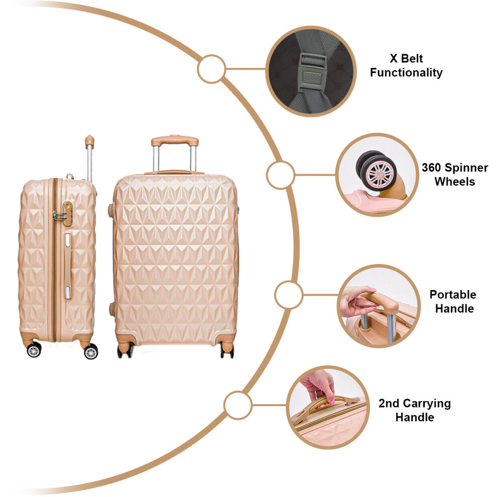 (LARGE 28'' ROSE GOLD) Hard Shell Suitcase 4 Spinner Wheels ABS Trolley