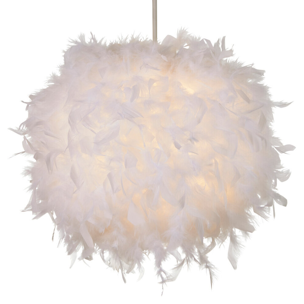 Litecraft Glow Light Shade 40cm Easy Fit Feather Ball Lampshade White