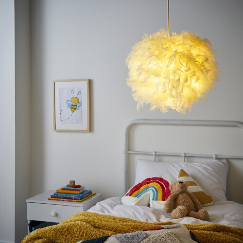 Litecraft Glow Feather Ball Easy Fit Light Shade - Yellow 1