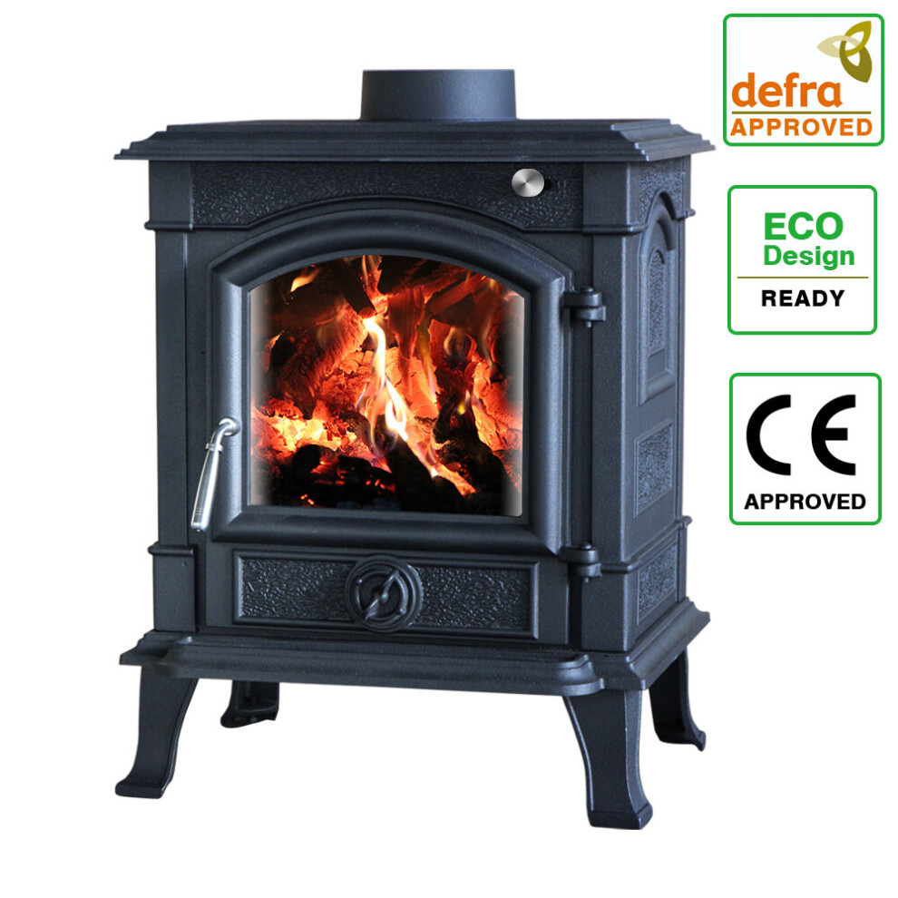 Nrg 8Kw Woodburning Stove Cast Iron Log Burner Fireplace Eco Design Dafra Approved Black