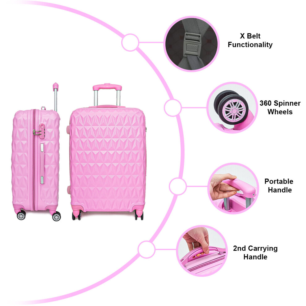 (LARGE 28'' PINK) Hard Shell Suitcase 4 Spinner Wheels ABS Trolley