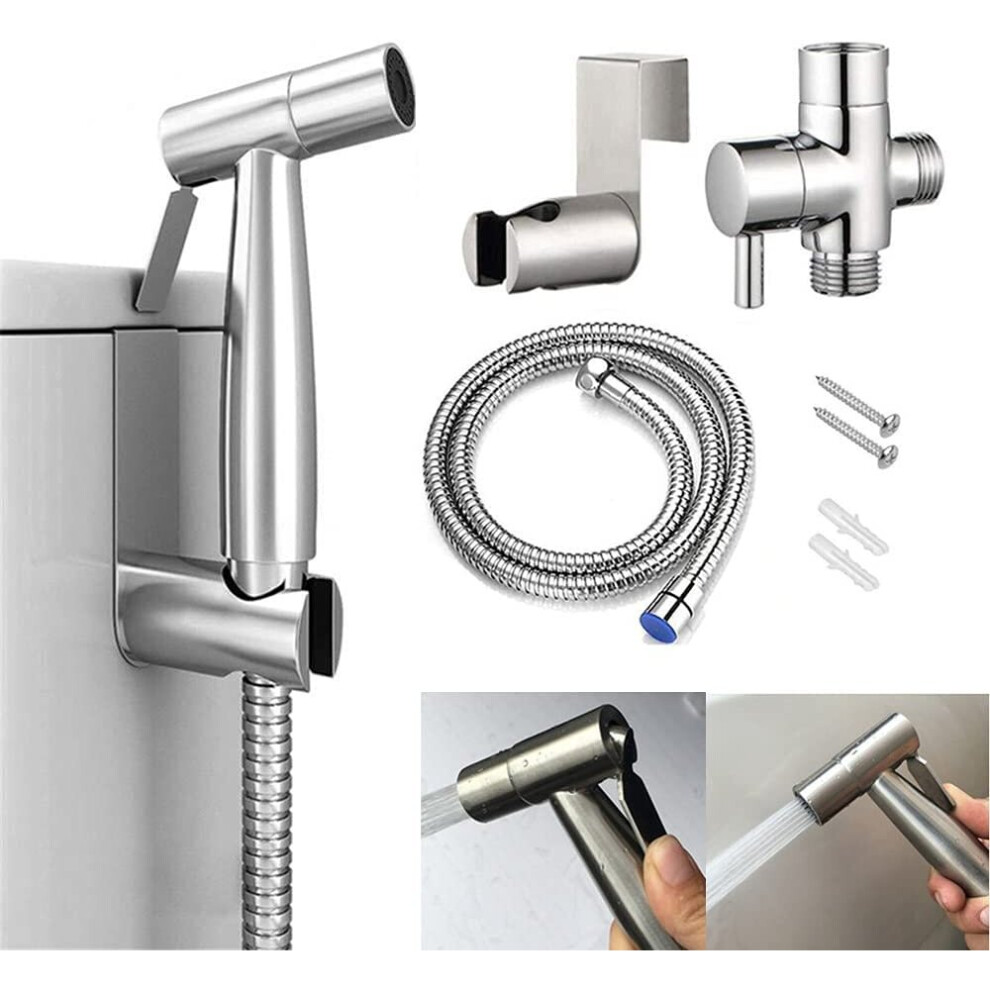 Bidet Sprayer for Toilet Handheld Bidet Sprayer Stainless Steel, Spray Attachment with Hose for Feminine Wash
