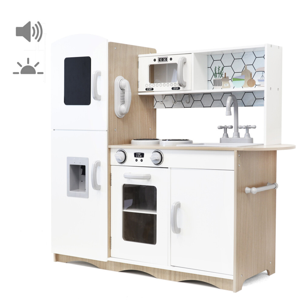 Signature Wooden Play Kitchen Pretend Role Play Kitchen Toy Set - White