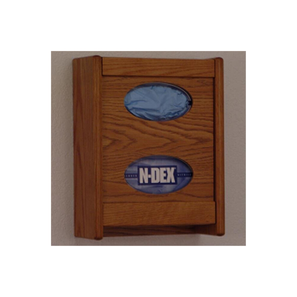 Wooden Mallet 2 Pocket Glove and Tissue Box Holder in Medium Oak