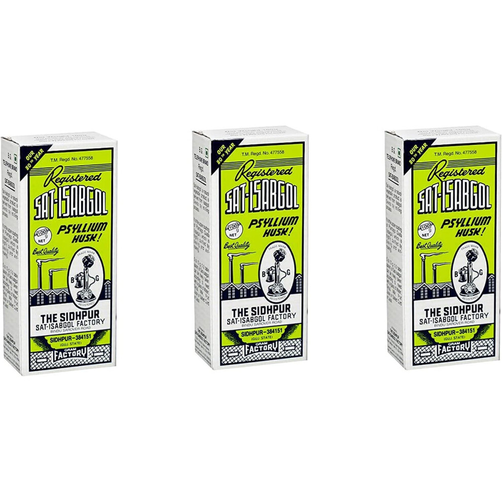 Telephone Brand Sat Isabgol 100G (Pack Of 3) Known As Psyllium Husk Supports Digestion