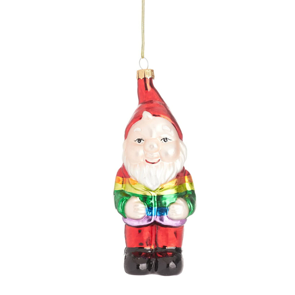 Christmas Tree Decoration Festive Rainbow Gnome Pride Glass Bauble