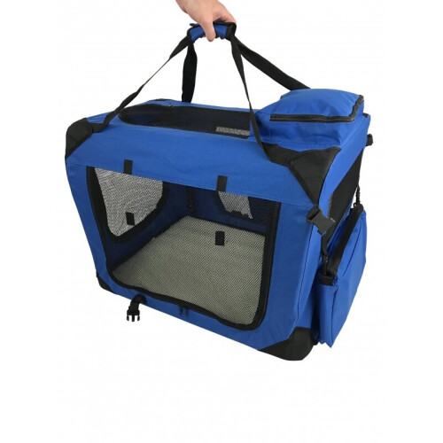 (Small) Pet Soft Carrier Crate Portable Foldable Blue 1