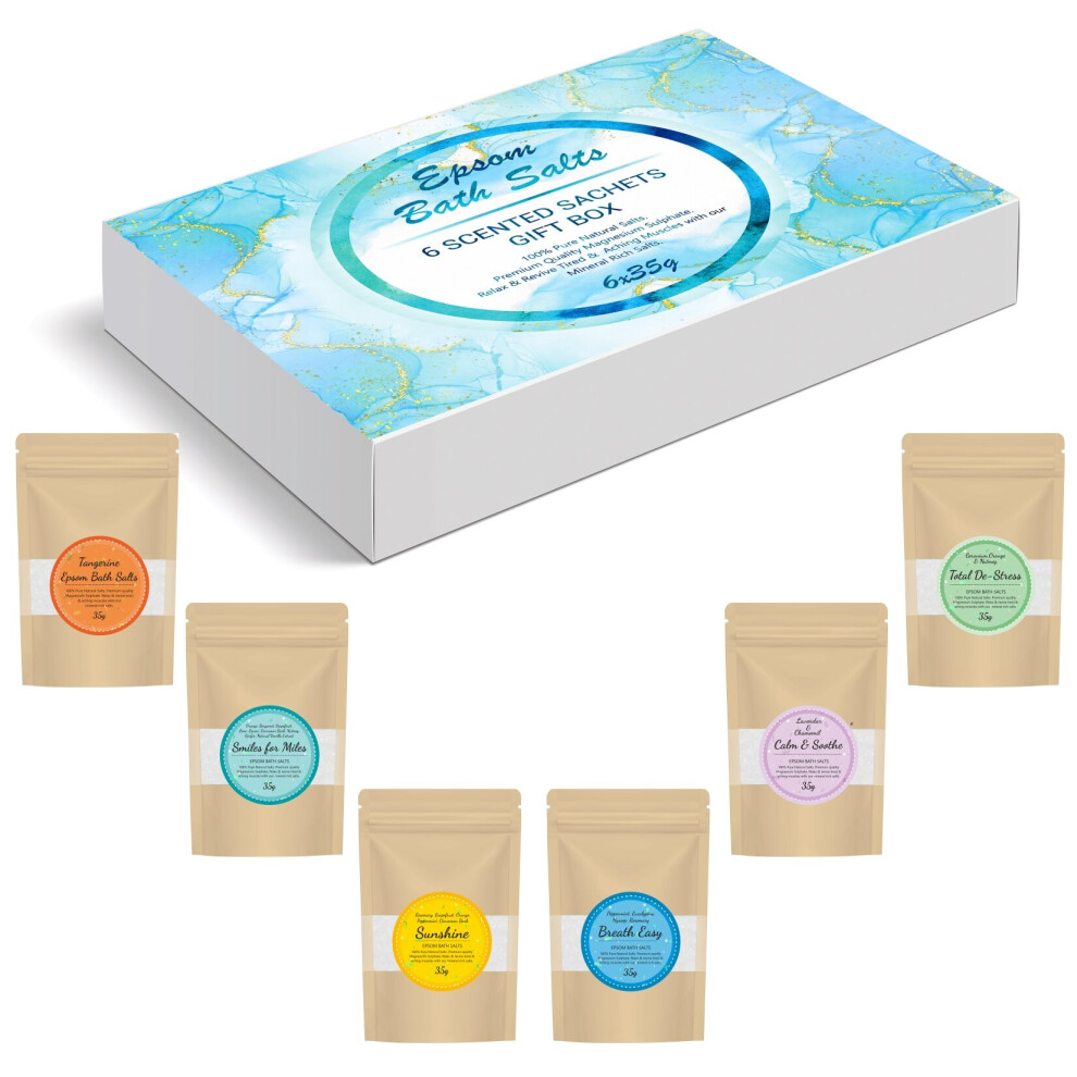 Epsom Salts Bath Soak Natural Magnesium Sulphate Salt Variety 6X35g