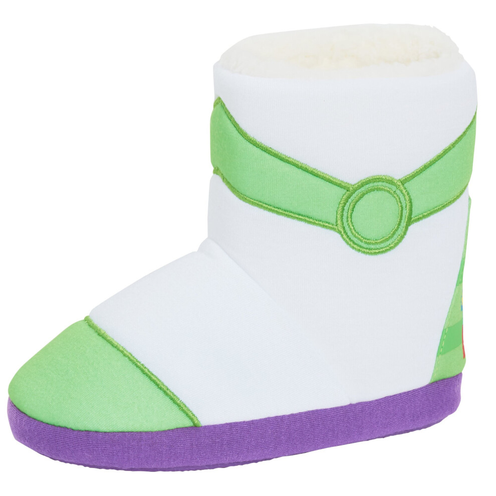 (10 UK Child) Buzz Lightyear Slipper Boots Toy Story Boys Slippers Booties Fleece House Shoes