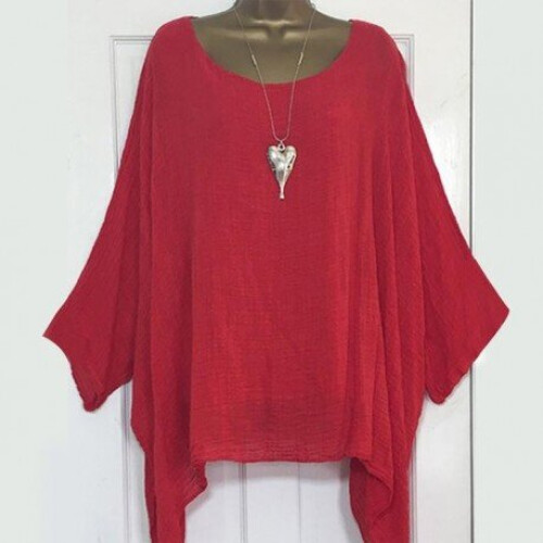 (2XL, Red) Spring Summer Confortable  Plus Size Blouses 2
