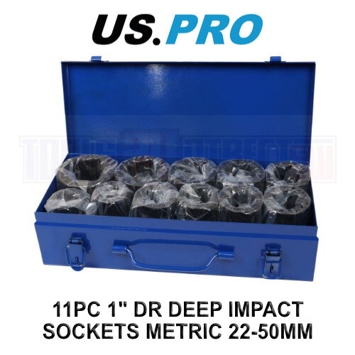 us pro US PRO Tools 11PC 1" DR 6PT Deep Impact Sockets Metric 22 - 50MM 3969
