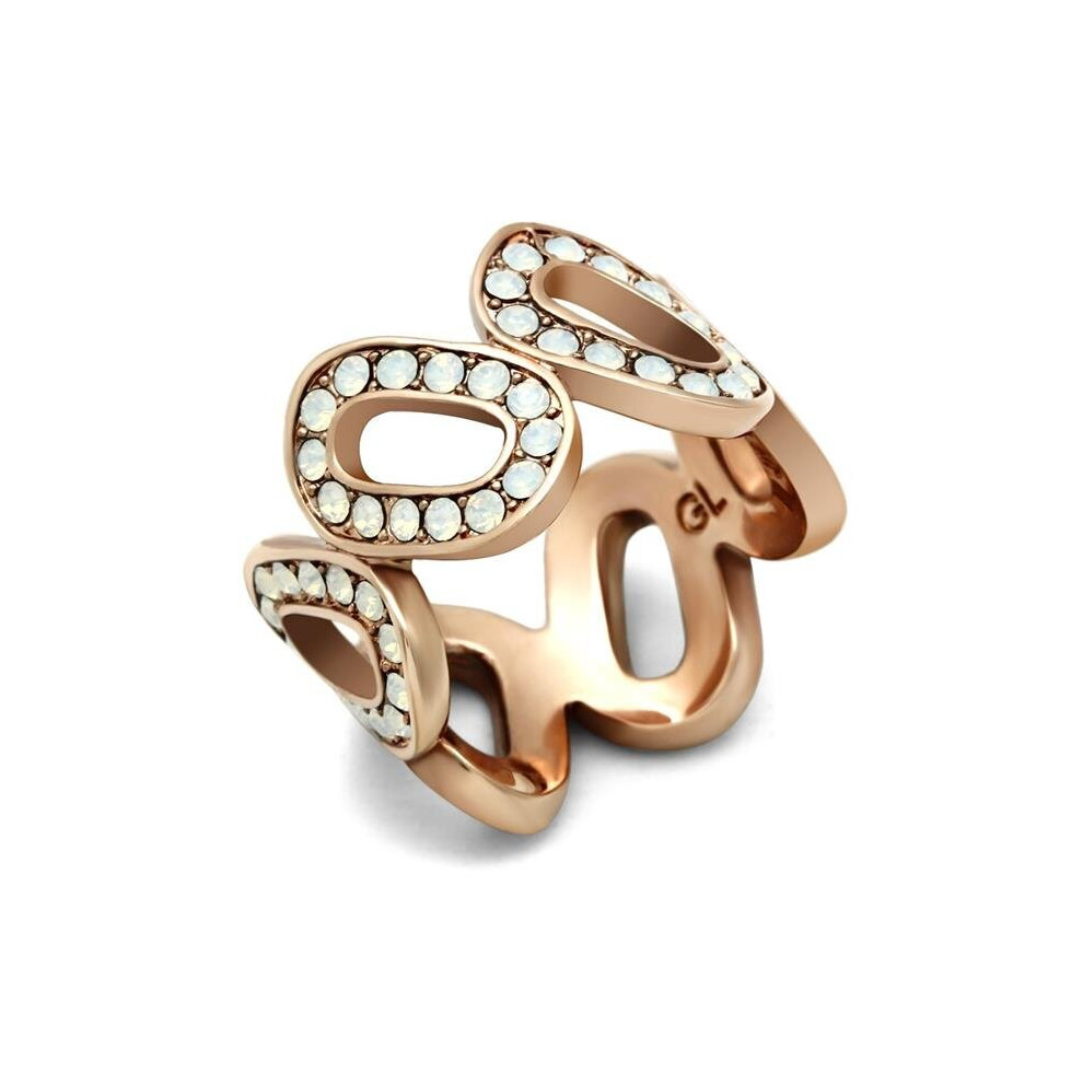 Photos - Ring IP Rose Gold Ion Plating Brass  with Top Grade Crystal, Rainbow Effect Aurora Borealis - Size 5