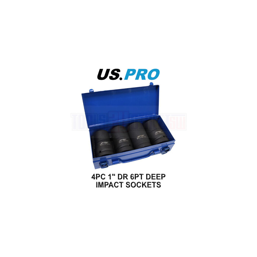 US PRO Tools 4PC 1" DR 6PT Deep Impact Sockets 27,30,32,33mm 3692