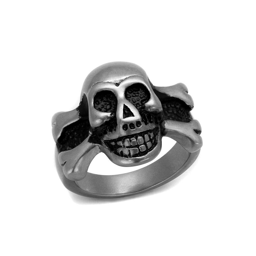 Antique Silver Stainless Steel Ring with Epoxy, Jet - Size 10-image-OPC-PB6TXHG-NEW