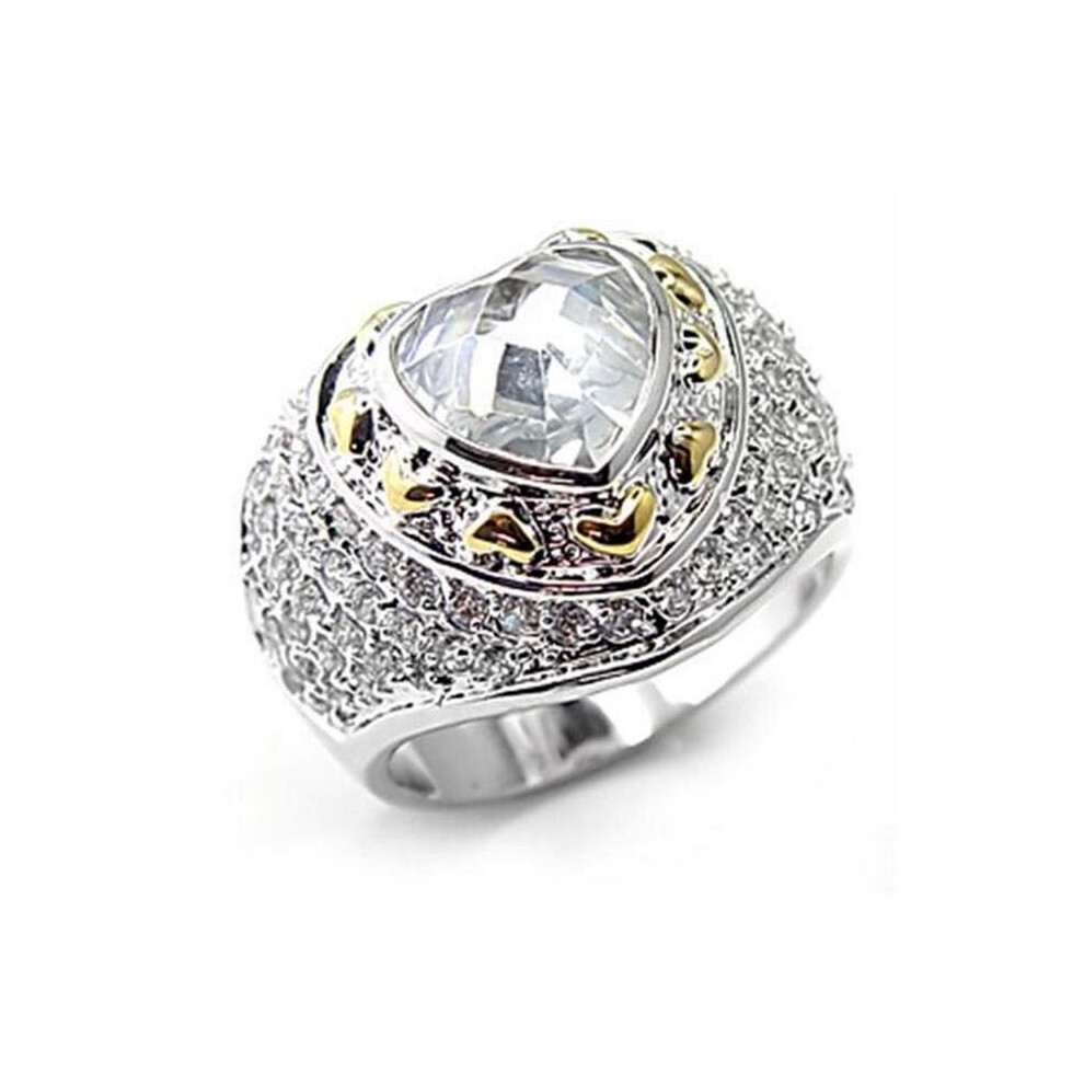 Reverse Two-Tone Brass Ring with AAA Grade CZ, Clear - Size 10-image-OPC-PB6TXWQ-NEW