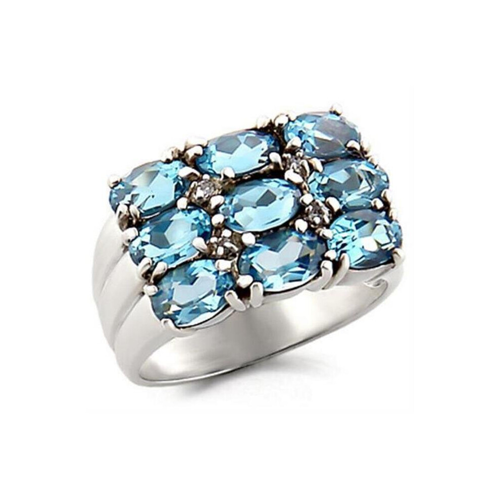 High-Polished 925 Sterling Silver Ring with Synthetic Spinel, Sea Blue - Size 12-image-OPC-PB6TZW8-NEW