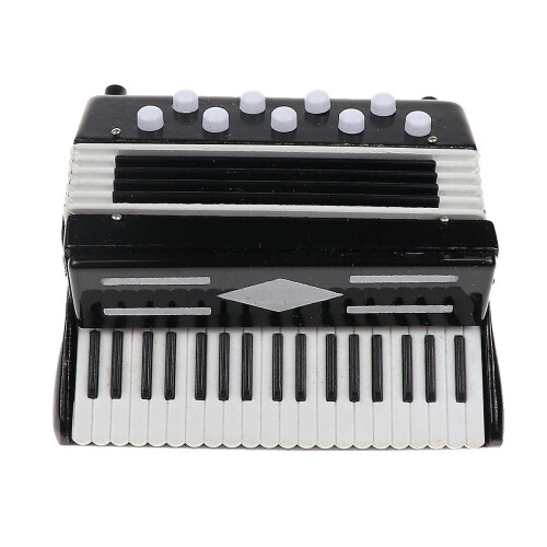(Black) Mini Accordion Model Realistic Musical Instrument Model With Storage Box 1
