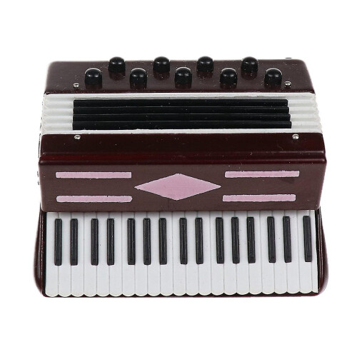 (Red) Mini Accordion Model Realistic Musical Instrument Model With Storage Box 1