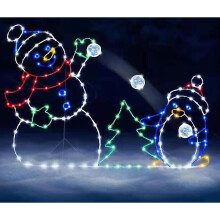 Animated Christmas Lights Glowing Snowman Decor For Outdoor Garden Yard