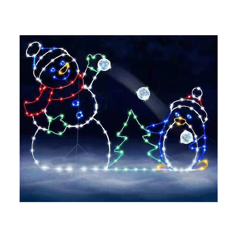 Animated Christmas Lights Glowing Snowman Decor For Outdoor Garden Yard