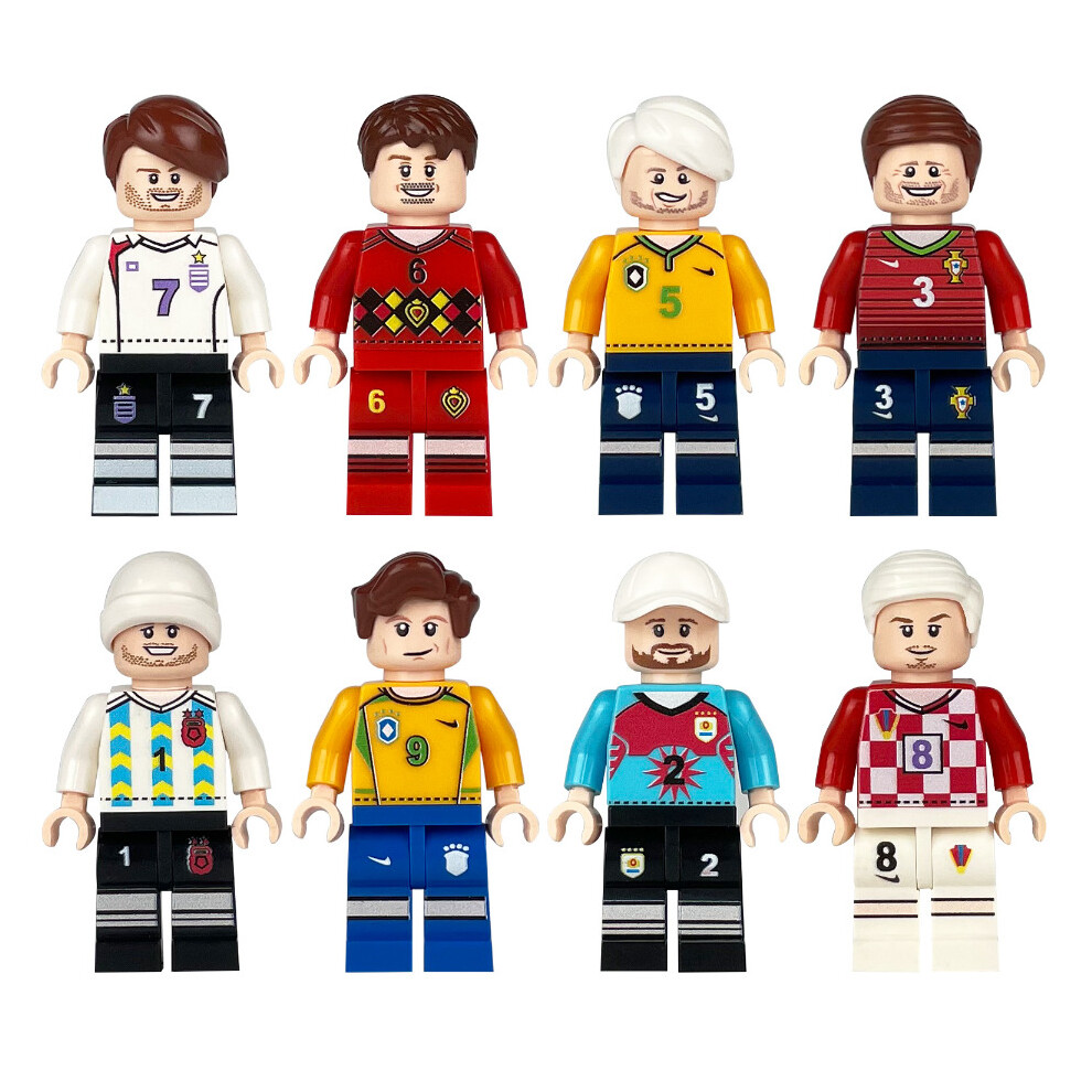 8pcs small grain building blocks football fans gifts sports figures football players